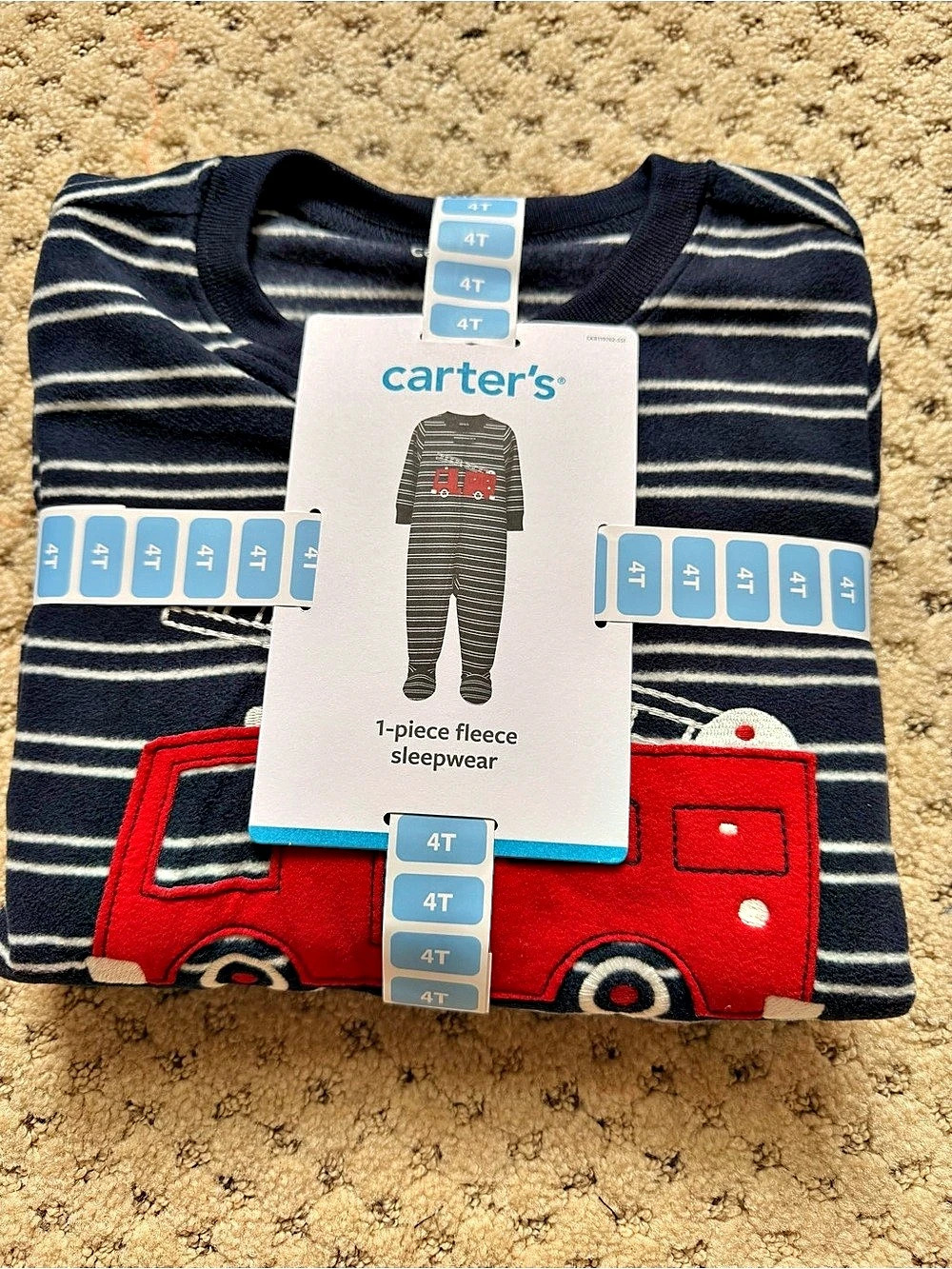 Carter's 1-piece fleece sleepwear Boys 4T Striped Fleece Sleepwear NWT